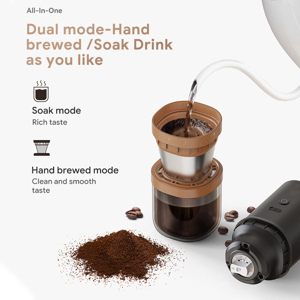 Electric Burr Coffee Grinder 25 Gears Adjustable 24W Portable USB Rechargeable Burr Mill Coffee Bean Grinder with Stainless Steel Core Cleaning Brush for Espresso French Press Drip Coffee Black